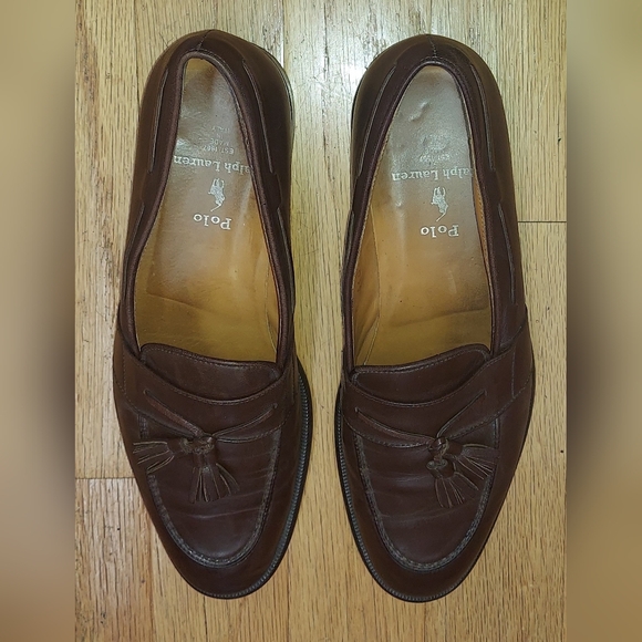 POLO RALPH LAUREN RLF 370 MEN\'S BROWN LEATHER LOAFERS SIZE 10 D MADE IN ITALY main image 5